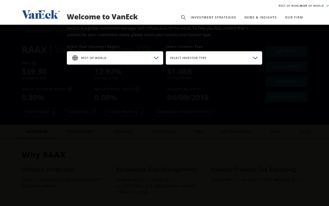 VanEck sponsor landing page advertised on Odd Lots