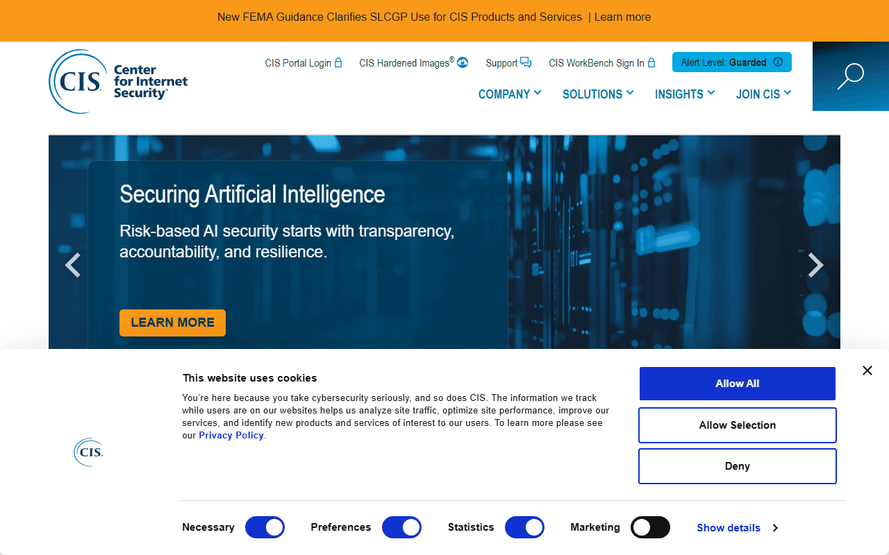 Center for Internet Security sponsor landing page advertised on Discover Crypto