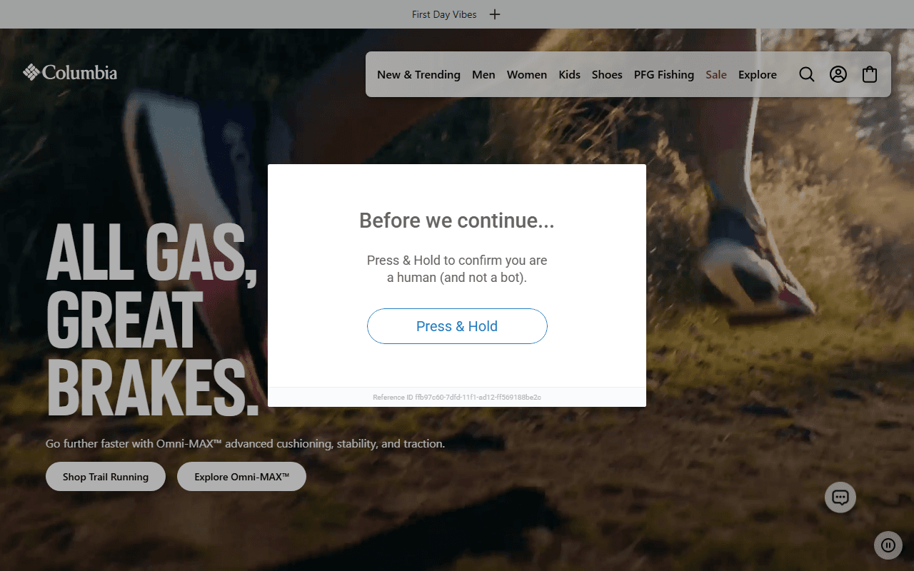 Columbia sponsor landing page advertised on PBD Podcast