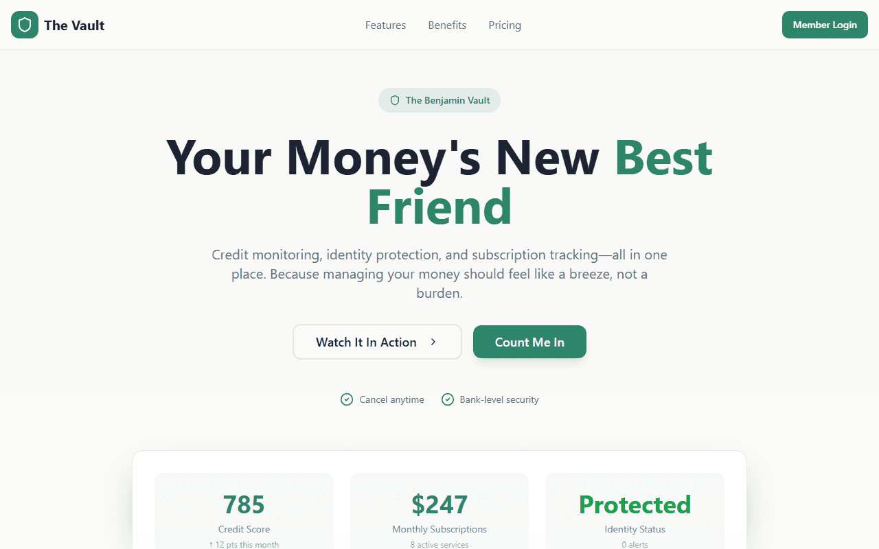 The Vault sponsor landing page advertised on The Stacking Benjamins Show