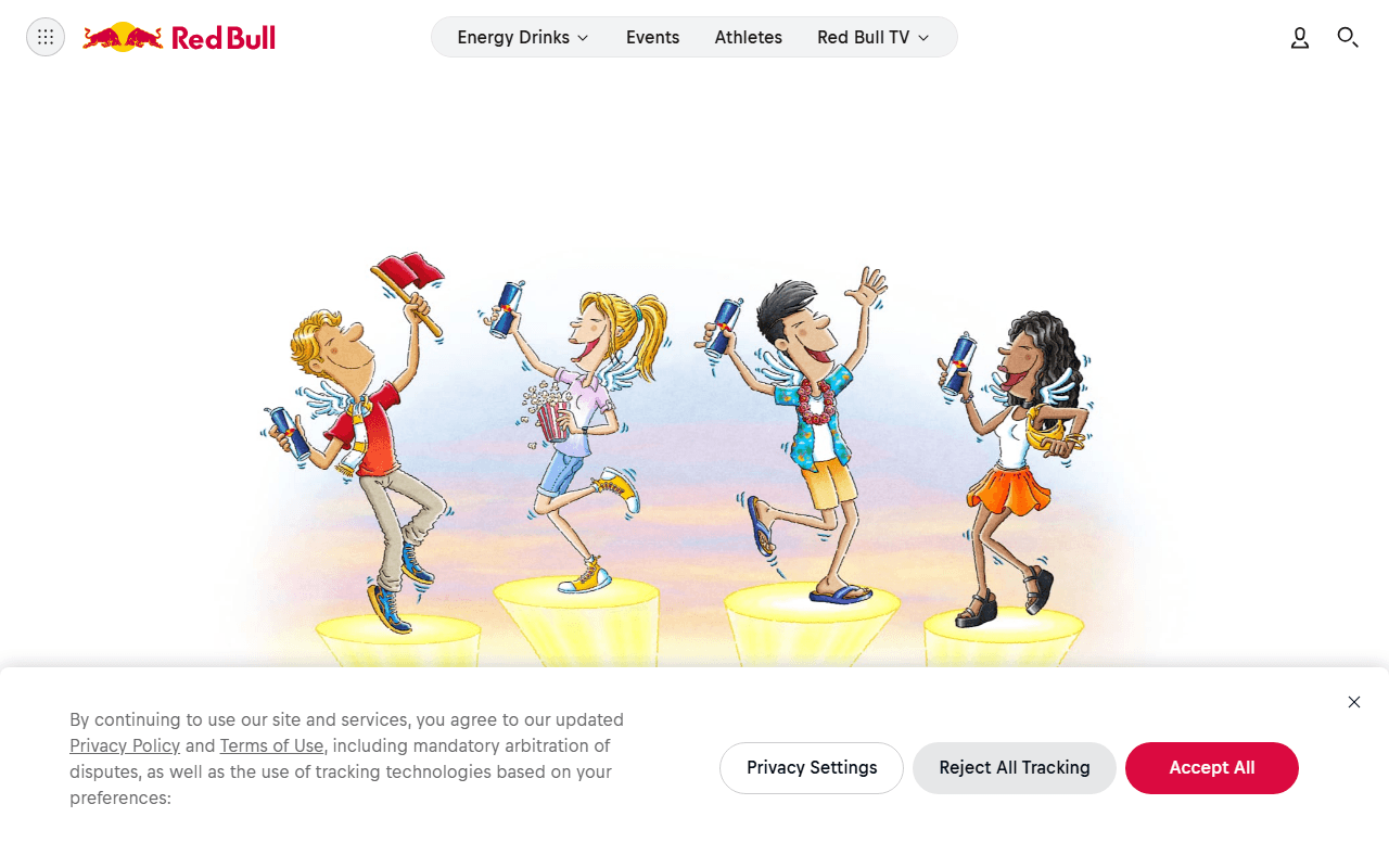 Red Bull sponsor landing page advertised on Good Hang with Amy Poehler