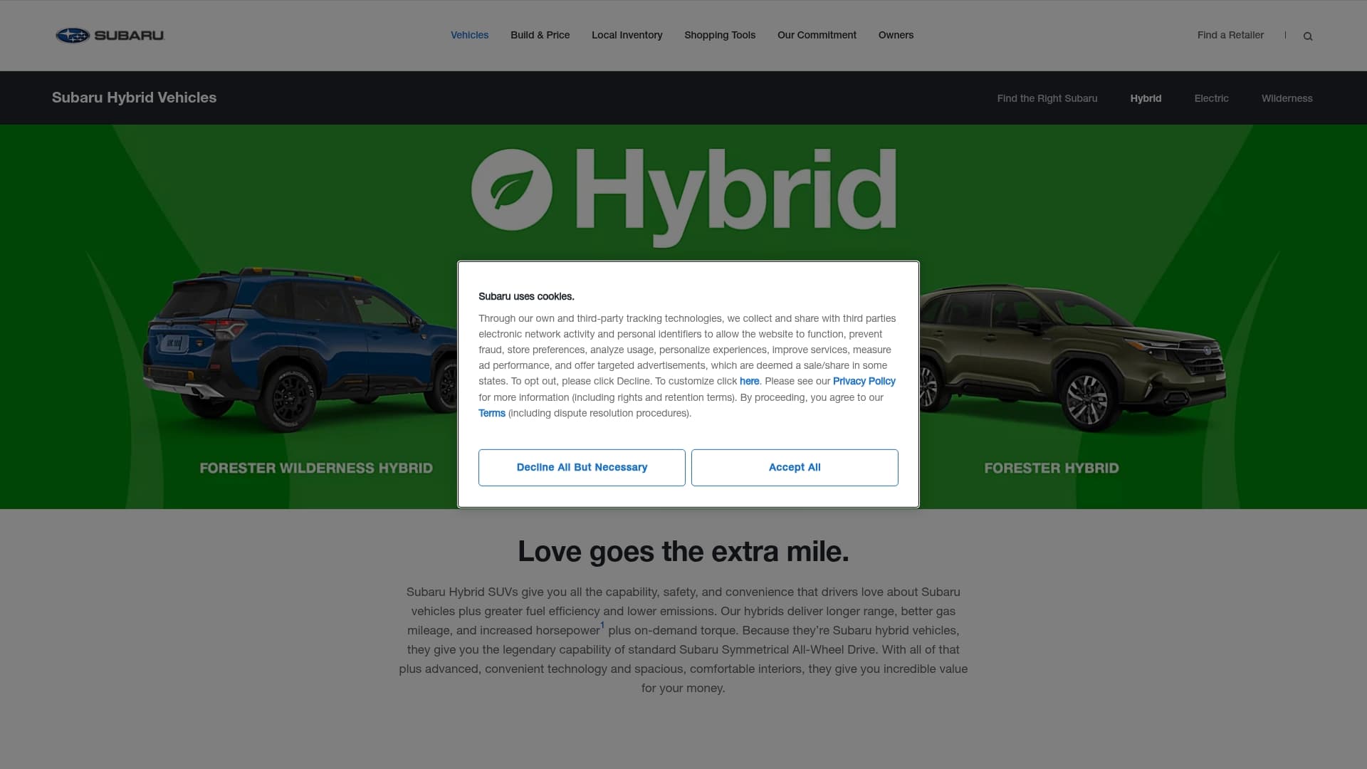 Subaru sponsor landing page advertised on Good Hang with Amy Poehler
