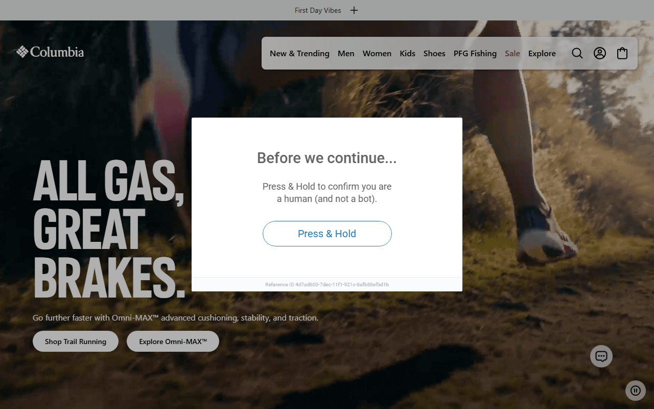 Columbia sponsor landing page advertised on Whiskey Ginger with Andrew Santino