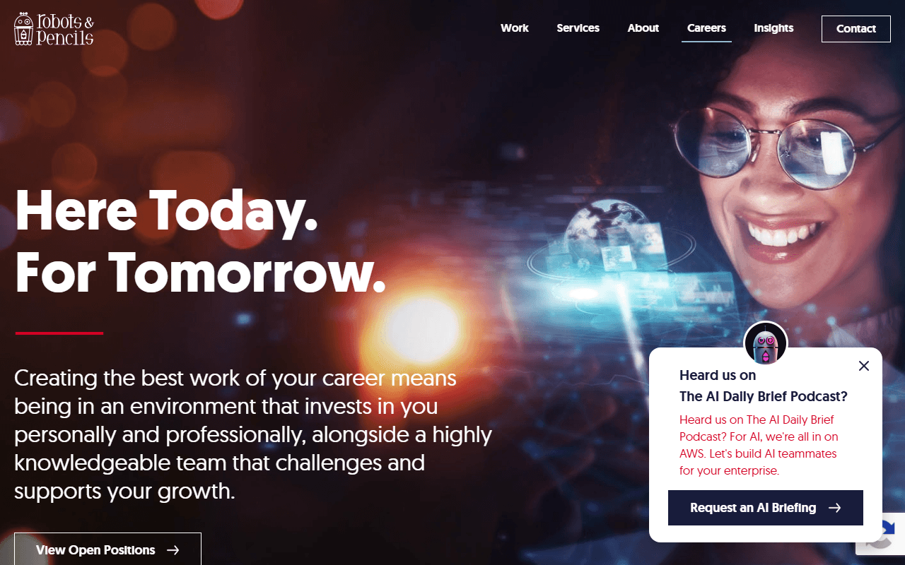 Robots & Pencils sponsor landing page advertised on The AI Breakdown: Daily Artificial Intelligence News and Discussions