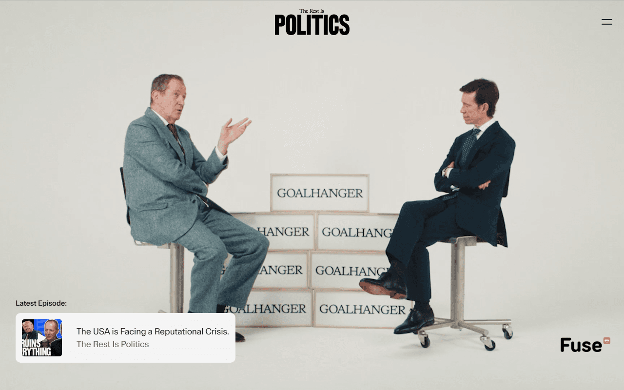 The Rest Is Politics sponsor landing page advertised on The Rest Is Politics