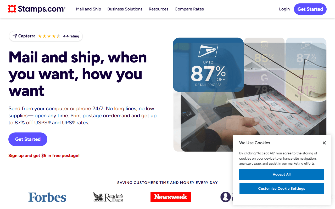 Stamps.com sponsor landing page advertised on The Ben Shapiro Show