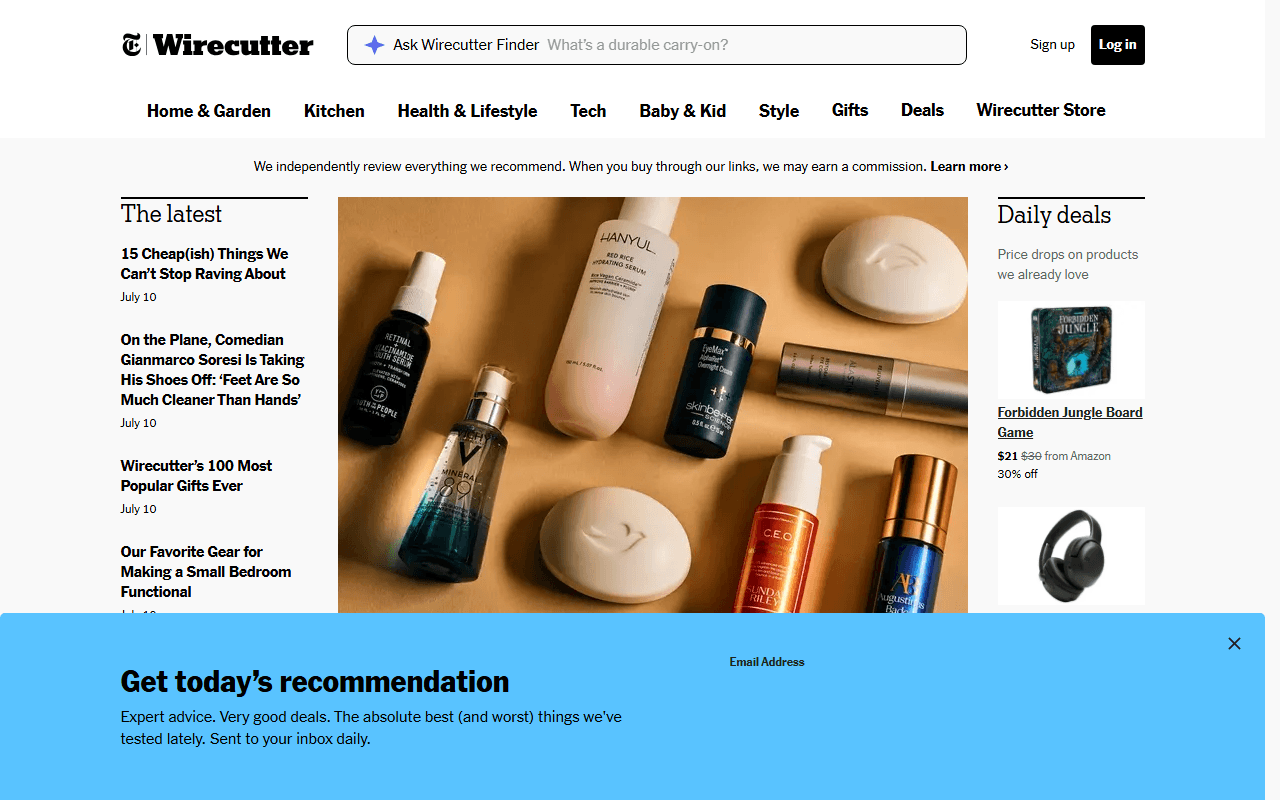 Wirecutter sponsor landing page advertised on The Daily