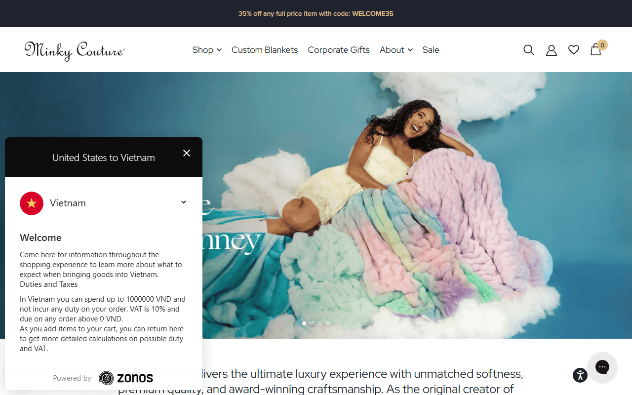 Minky Couture sponsor landing page advertised on Gold Goats 'n Guns Podcast