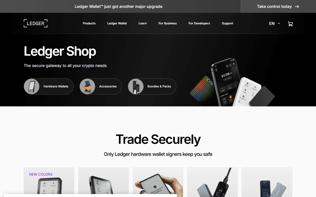Ledger sponsor landing page advertised on Hash Rate