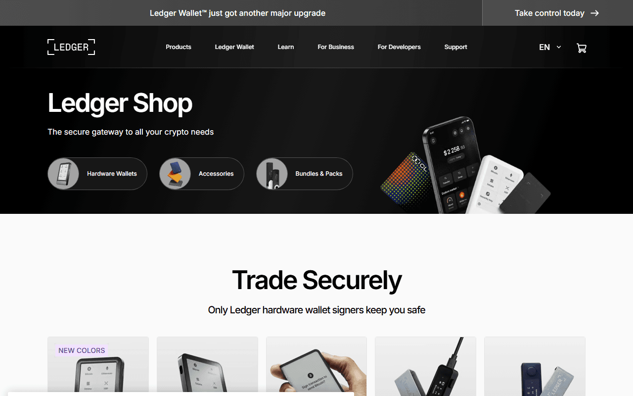 Ledger sponsor landing page advertised on Hash Rate