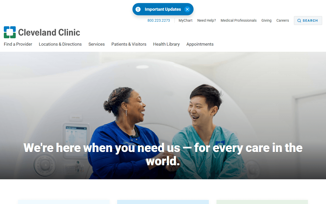 Cleveland Clinic sponsor landing page advertised on How I Built This with Guy Raz