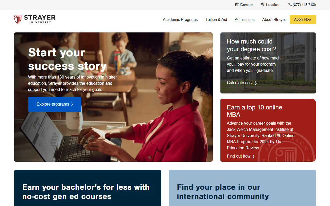 Strayer University sponsor landing page advertised on The Megyn Kelly Show