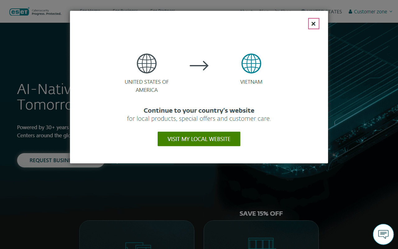 ESET sponsor landing page advertised on Smashing Security