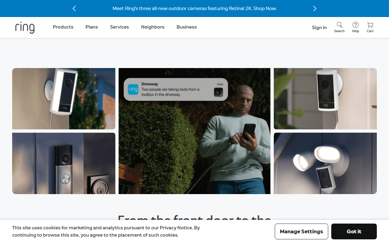 Ring sponsor landing page advertised on The Vergecast
