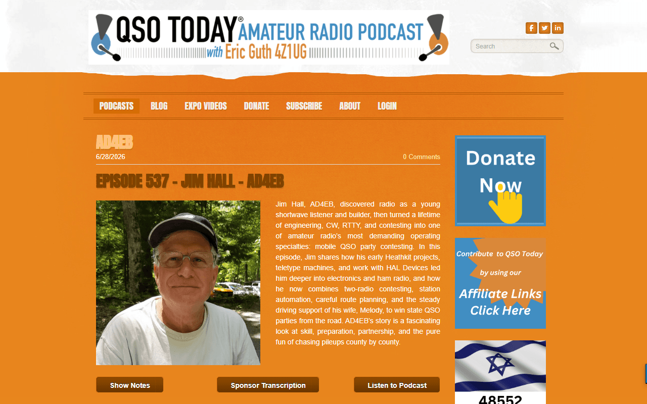 QSO Today sponsor landing page advertised on Ham Radio Workbench Podcast