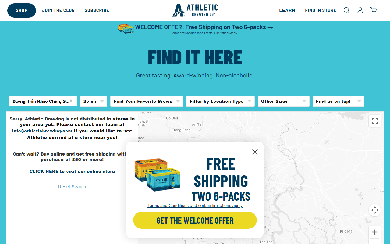 Athletic Brewing Company sponsor landing page advertised on Modern Wisdom