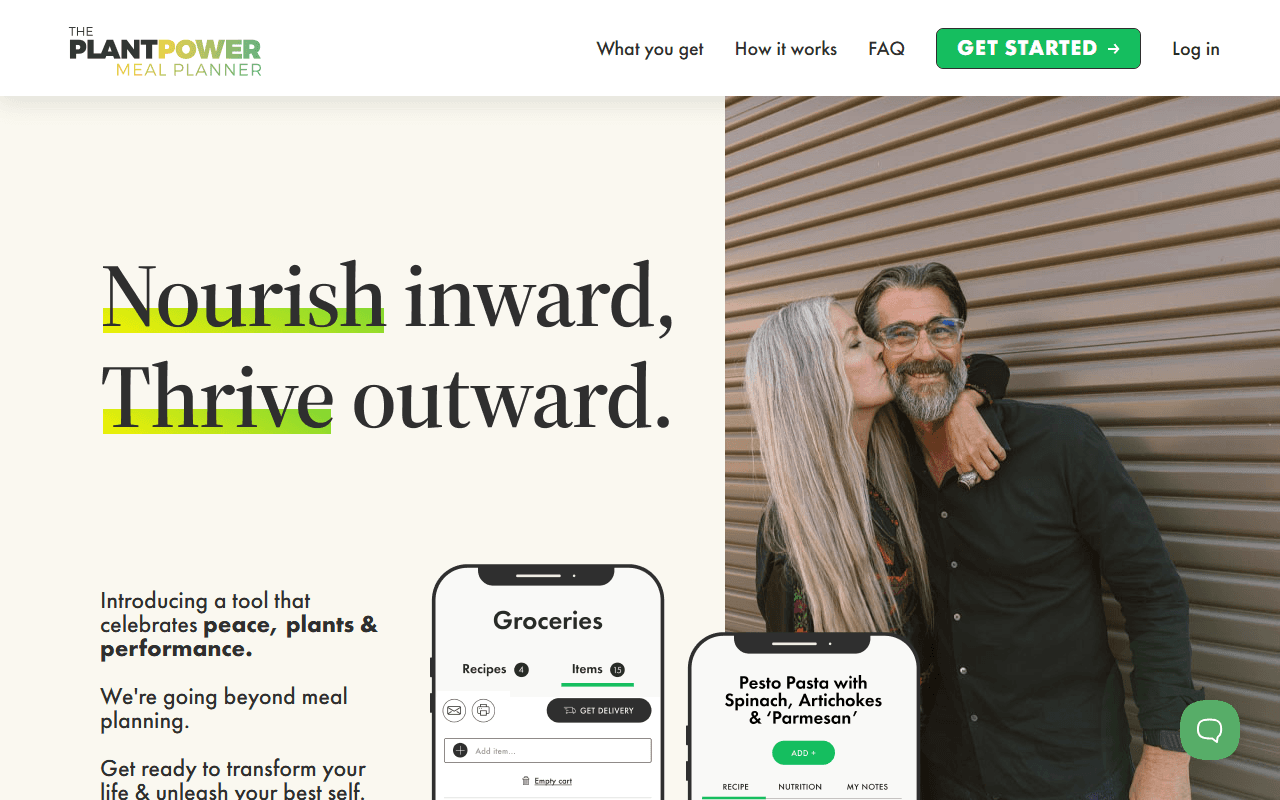 Plantpower Meal Planner sponsor landing page advertised on The Rich Roll Podcast