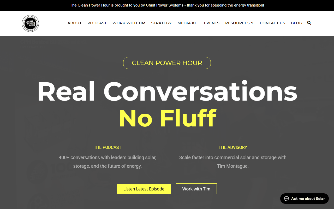 Commercial Solar Accelerator sponsor landing page advertised on Clean Power Hour