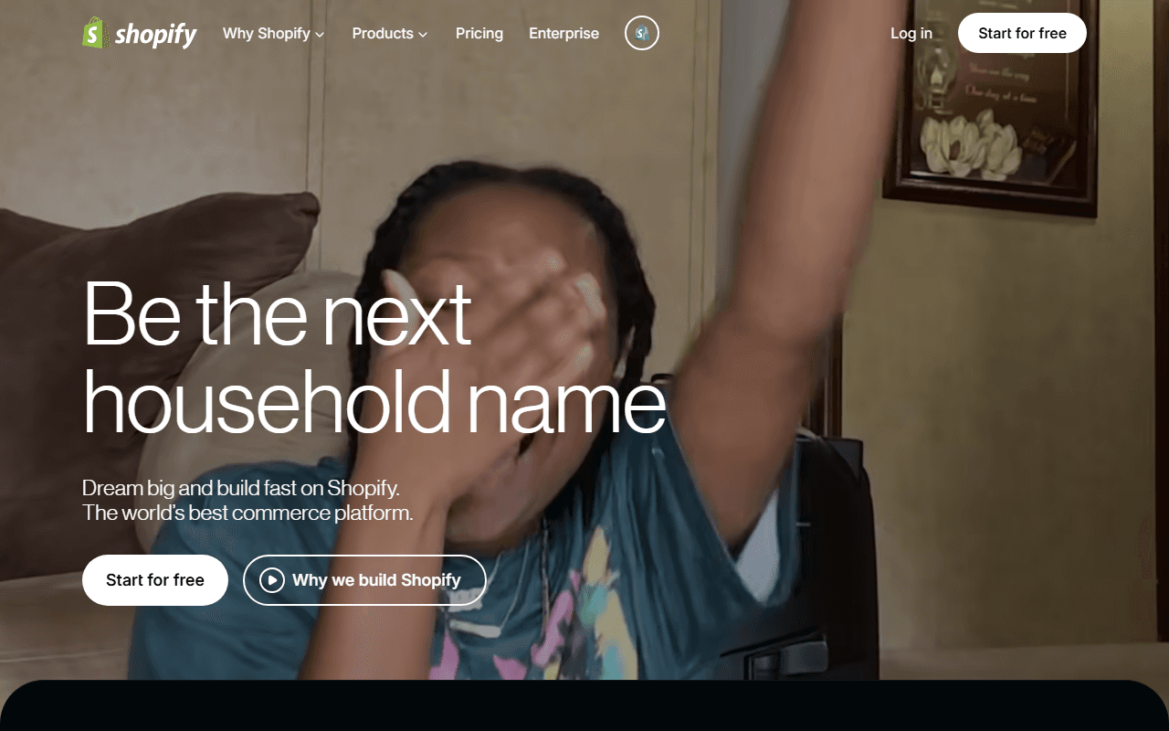 Shopify sponsor landing page advertised on Terms of Service with Clare Duffy