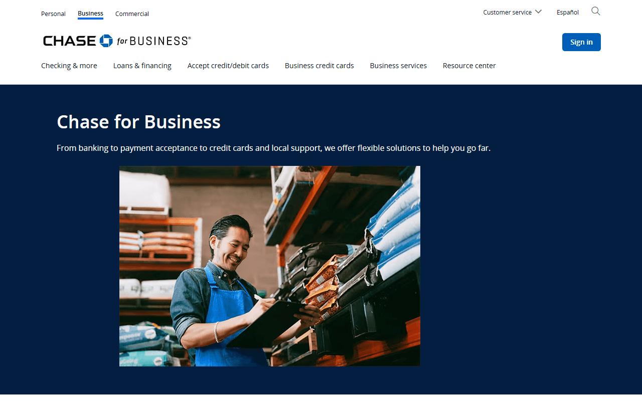 Chase for Business sponsor landing page advertised on Odd Lots