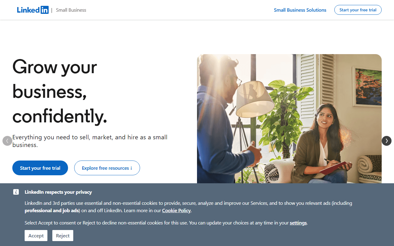 LinkedIn sponsor landing page advertised on The Vergecast