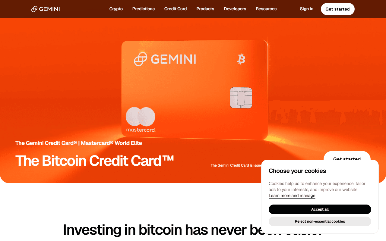 Gemini sponsor landing page advertised on Coin Stories with Natalie Brunell