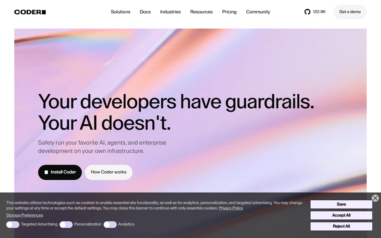 Coder sponsor landing page advertised on Changelog Master Feed