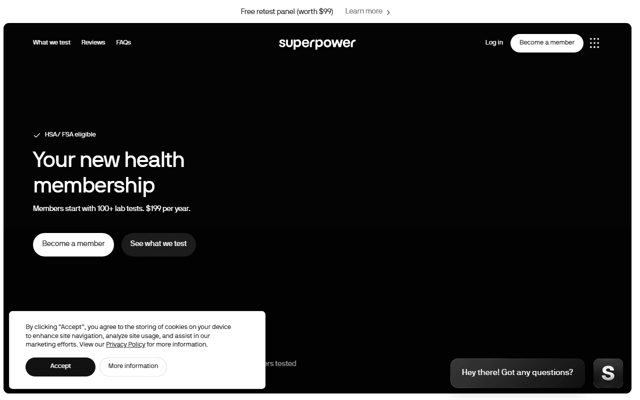 Superpower sponsor landing page advertised on Jesse Michels