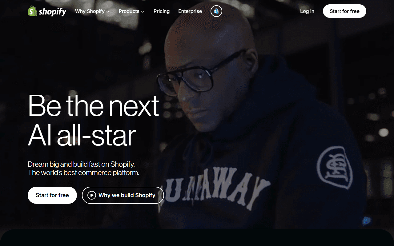 Shopify sponsor landing page advertised on The Subtle Art of Not Giving a F*ck Podcast
