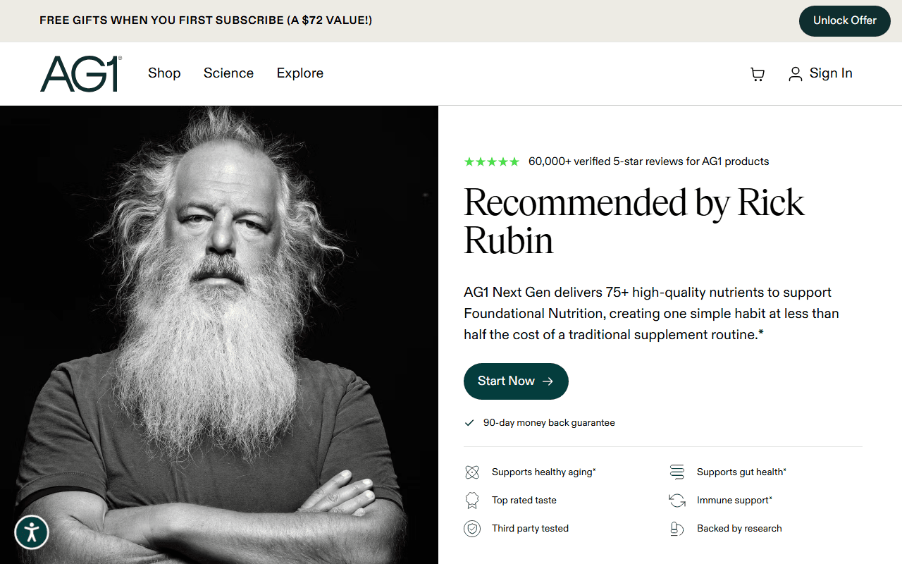 AGZ sponsor landing page advertised on Tetragrammaton with Rick Rubin