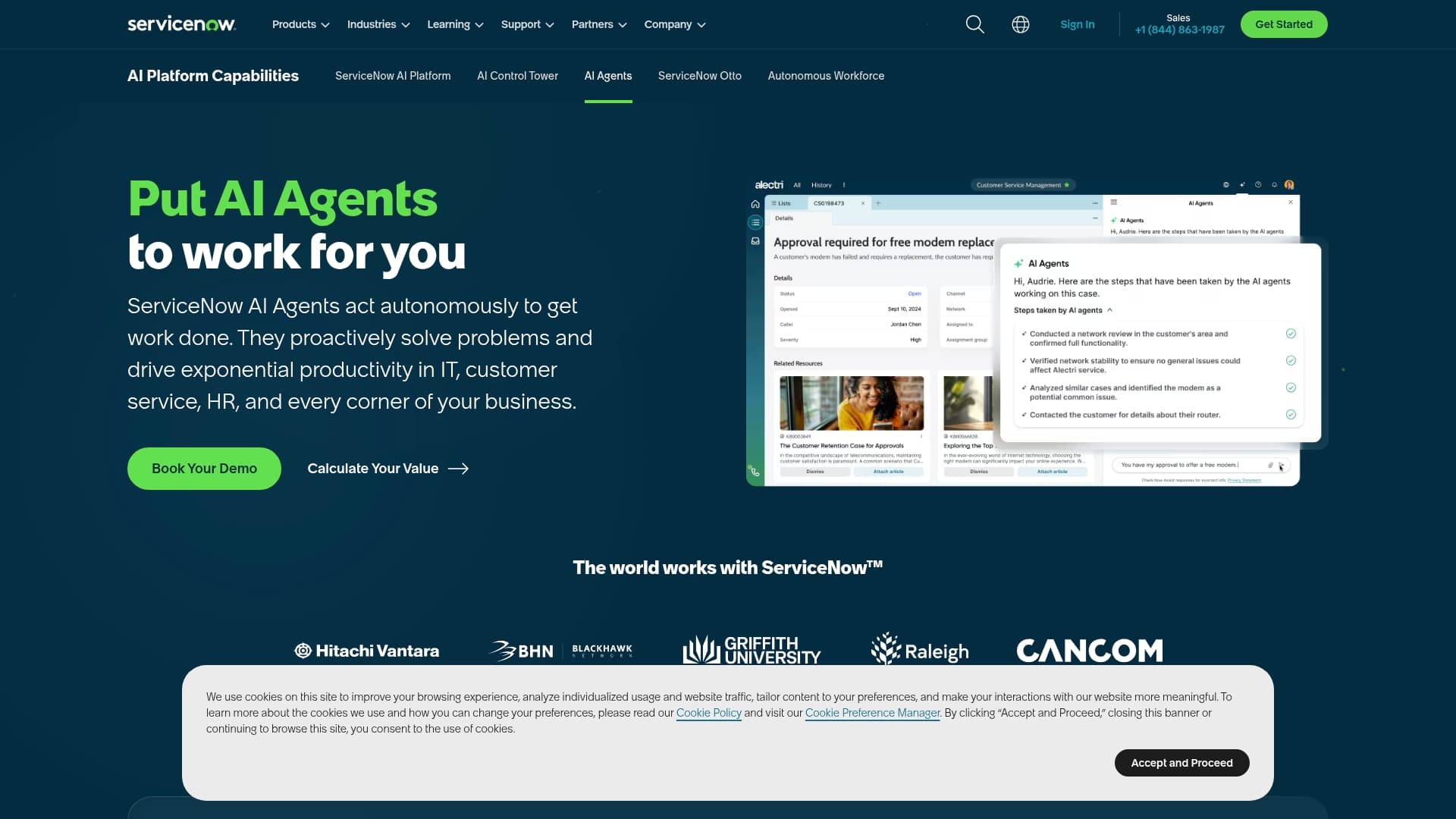 ServiceNow sponsor landing page advertised on Served with Andy Roddick