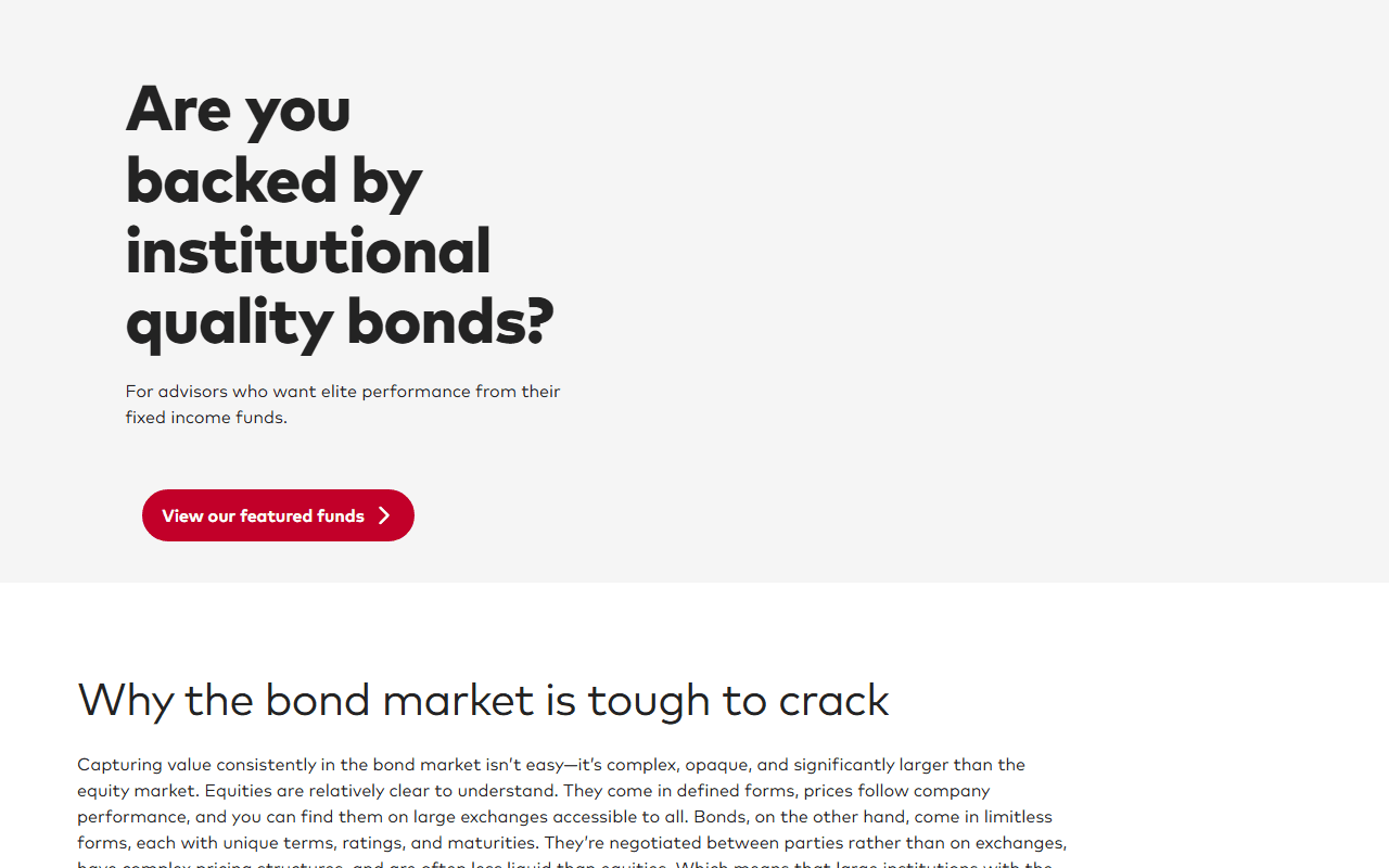 Vanguard sponsor landing page advertised on Nothing Major
