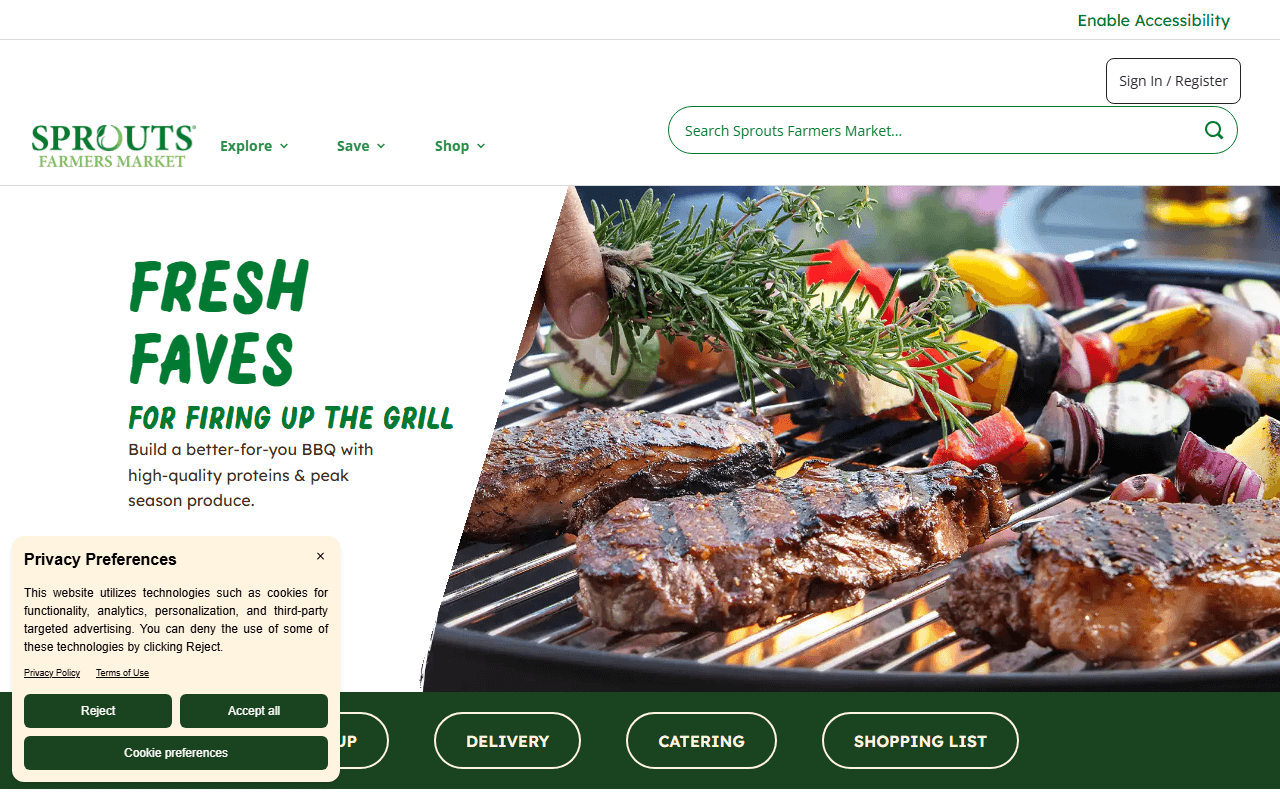 Sprouts Farmers Market sponsor landing page advertised on Conan O’Brien Needs A Friend