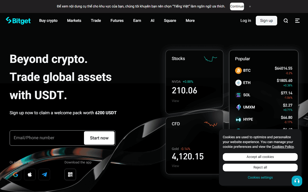 Bitget sponsor landing page advertised on The Pomp Podcast
