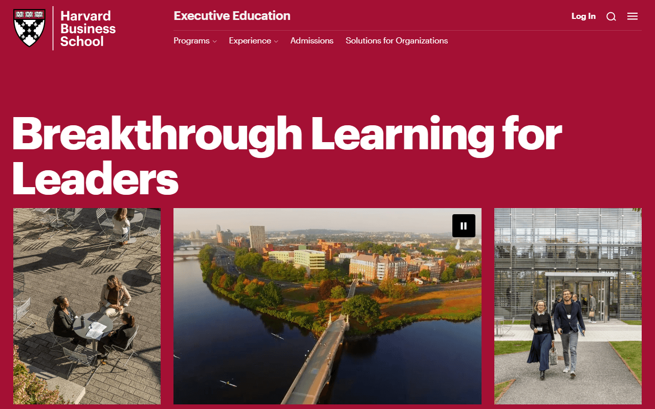 Harvard Business School Executive Education sponsor landing page advertised on NPR News Now