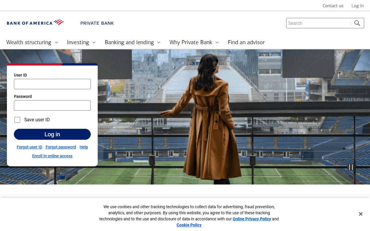 Bank of America Private Bank sponsor landing page advertised on The Daily