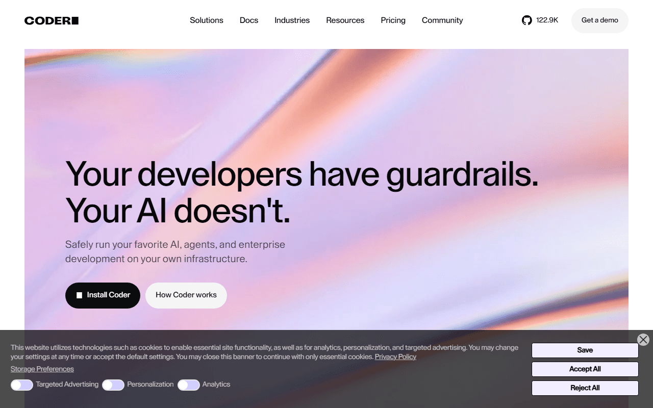 Coder sponsor landing page advertised on The Changelog: Software Development, Open Source