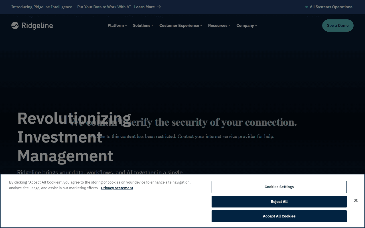 Ridgeline sponsor landing page advertised on Invest Like the Best with Patrick O'Shaughnessy