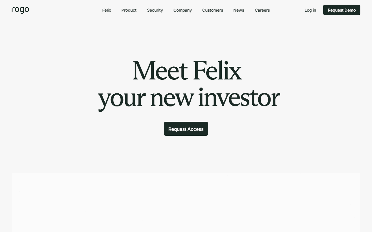 Felix by Rogo sponsor landing page advertised on Invest Like the Best with Patrick O'Shaughnessy