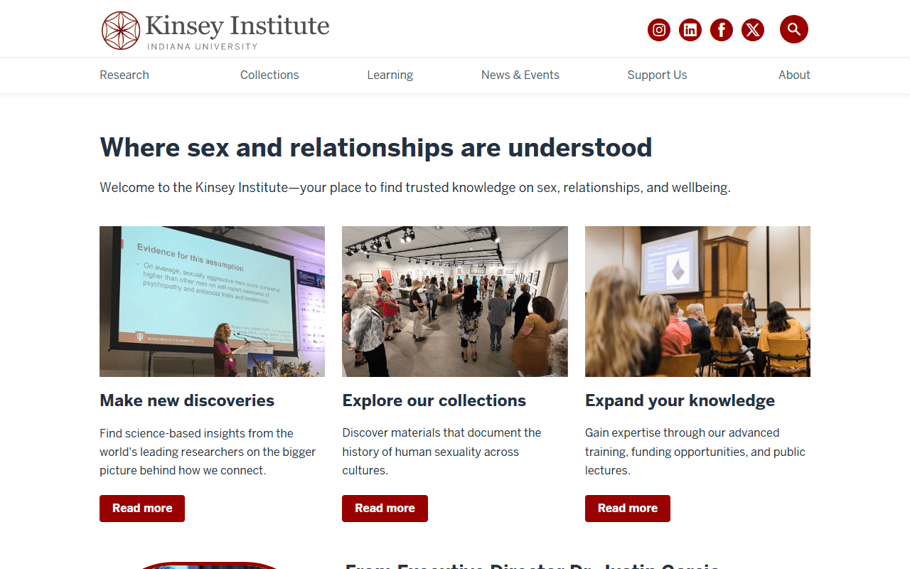 The Kinsey Institute Research Fund sponsor landing page advertised on Sex and Psychology Podcast