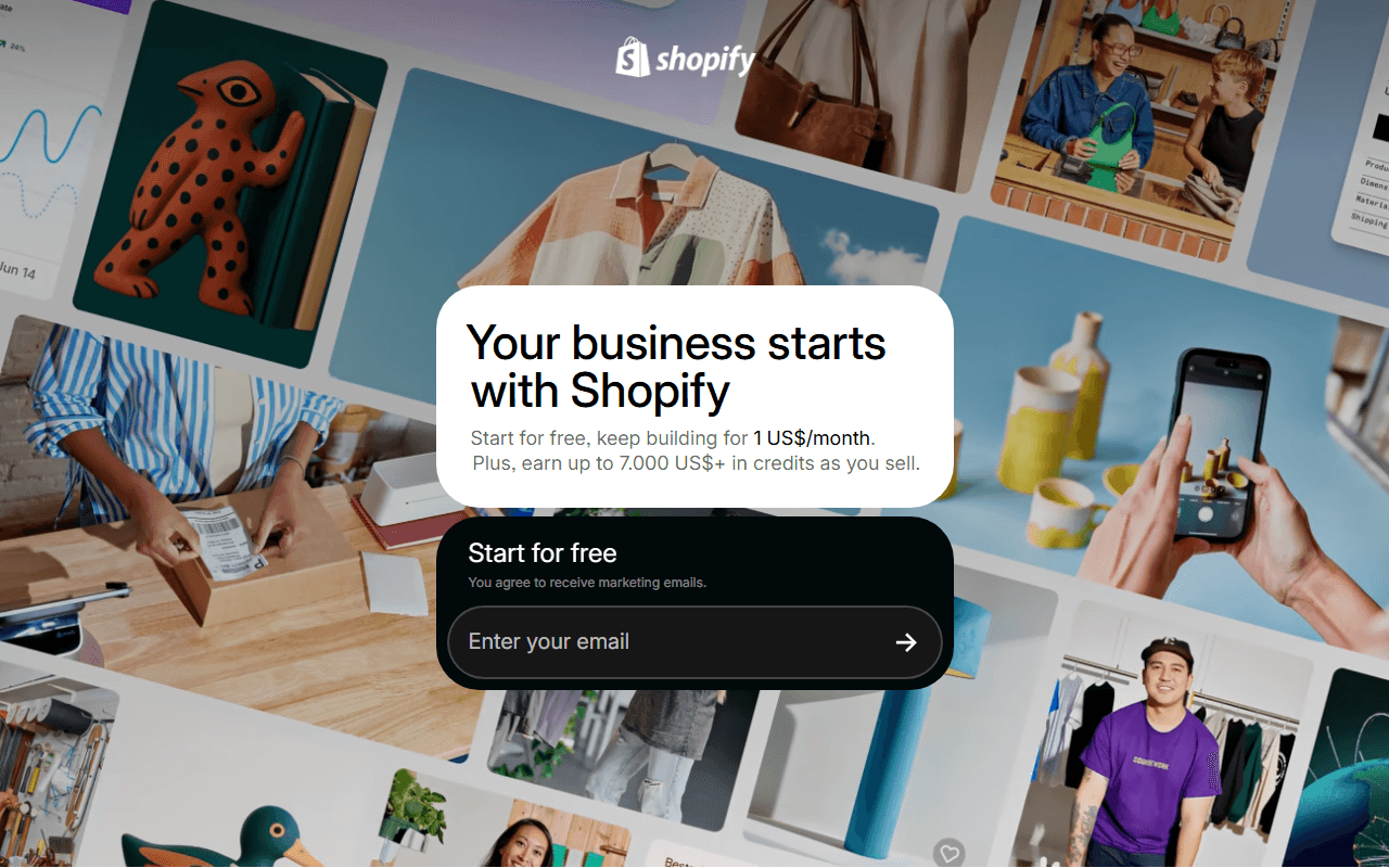 Shopify sponsor landing page advertised on Call Her Daddy