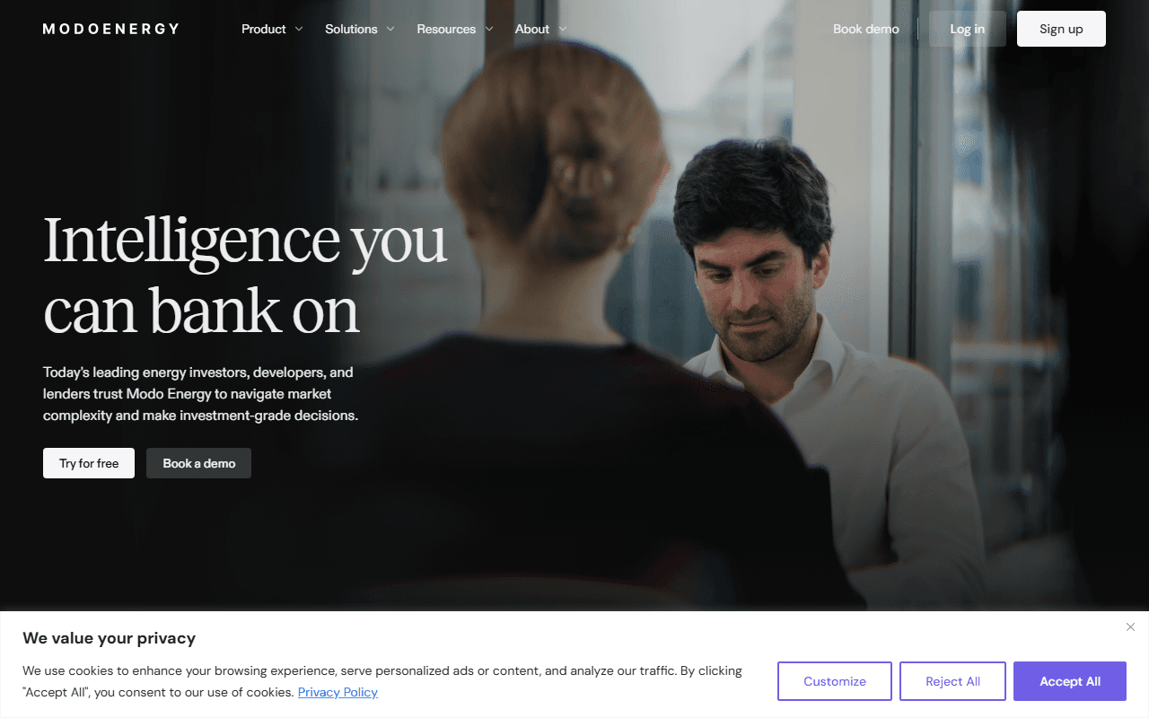 Modo Energy sponsor landing page advertised on Transmission