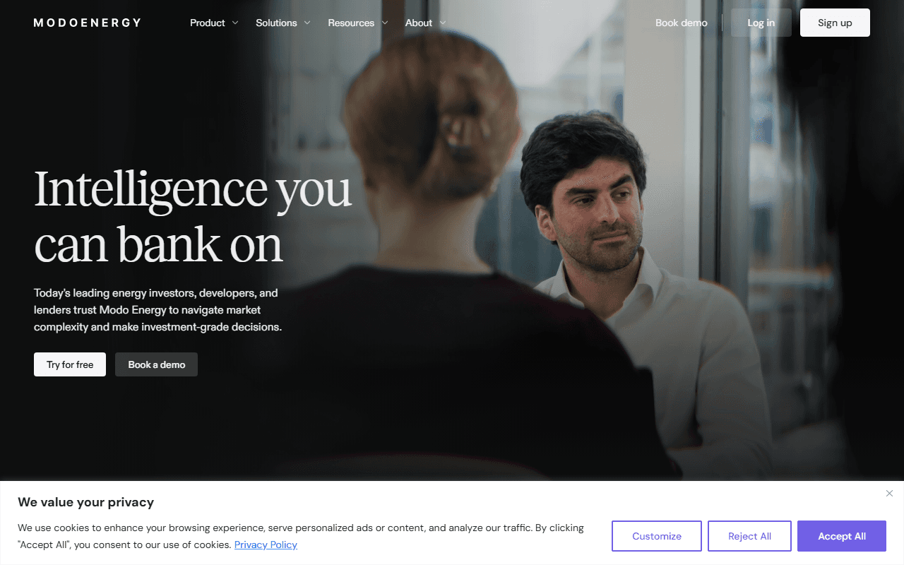 Modo Energy sponsor landing page advertised on Transmission