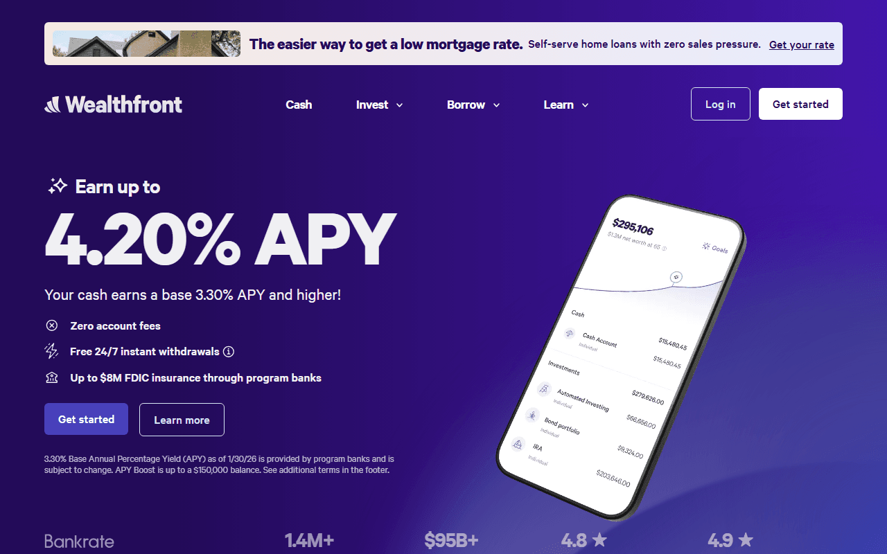 Wealthfront sponsor landing page advertised on The Ben Shapiro Show