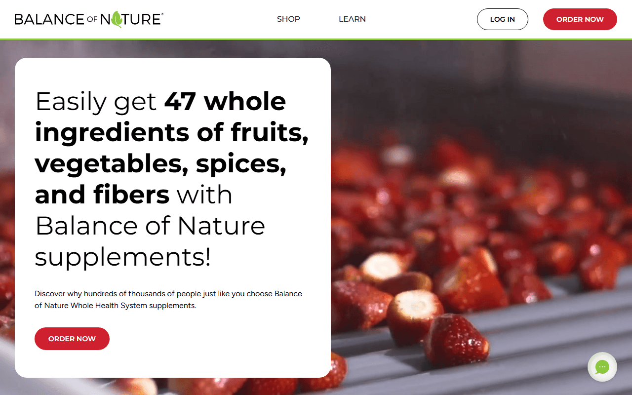 Balance of Nature sponsor landing page advertised on The Ben Shapiro Show