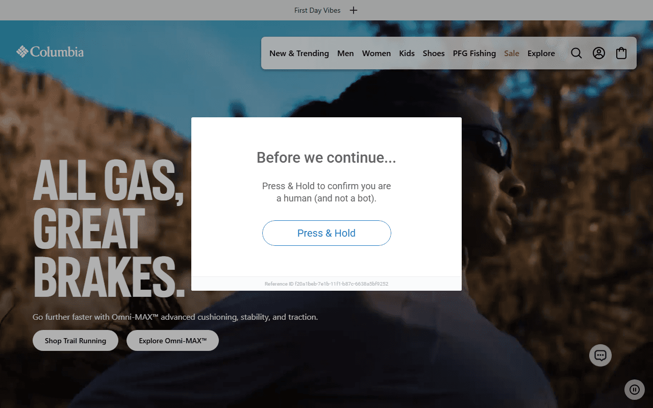 Columbia Sportswear sponsor landing page advertised on The Rest Is History
