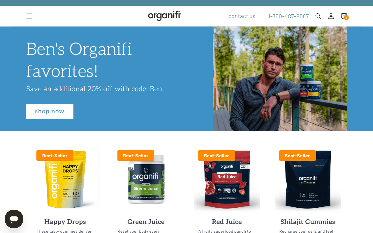 Organifi Shilajit Gummies sponsor landing page advertised on Boundless Life