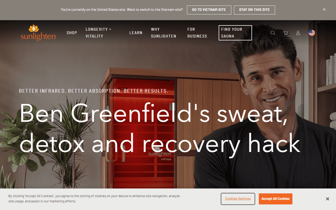Sunlighten sponsor landing page advertised on Boundless Life