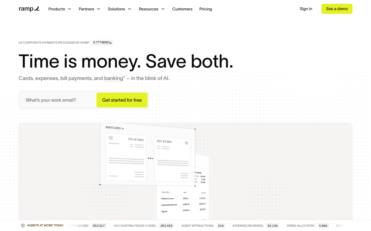 Ramp sponsor landing page advertised on David Senra