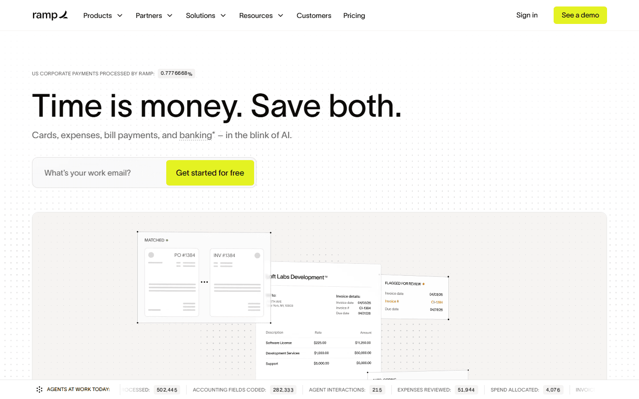 Ramp sponsor landing page advertised on David Senra
